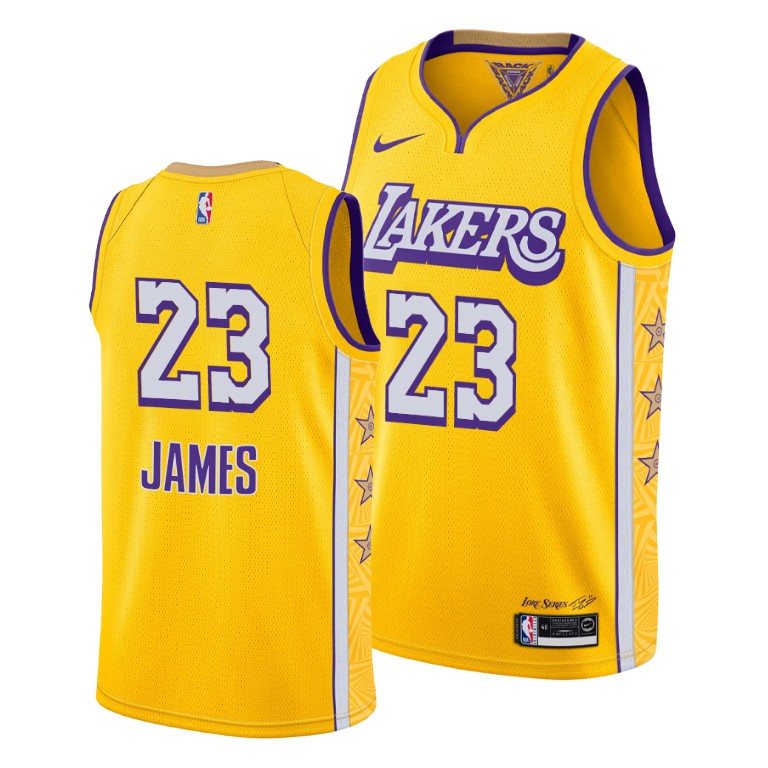 Men's Los Angeles Lakers LeBron James #23 NBA Special Edition 2020 Playoffs Blank Social Justice Gold Basketball Jersey UOC7783YO